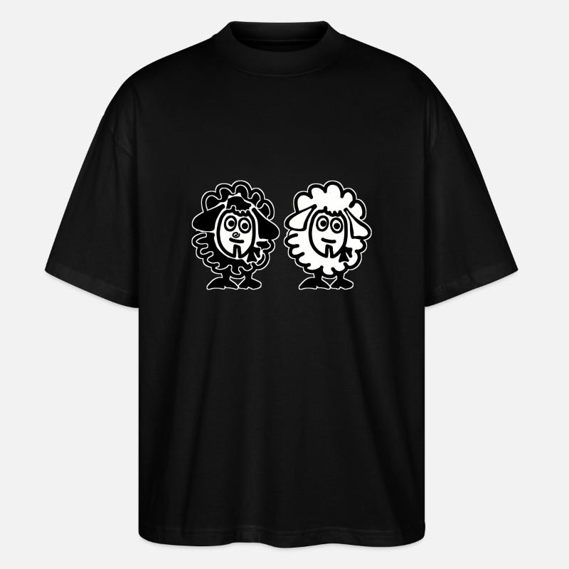 Beide Schafe - Zwillinge - Stanley/Stella Oversized Unisex Bio T-Shirt Blaster 2.0 - Schwarz
