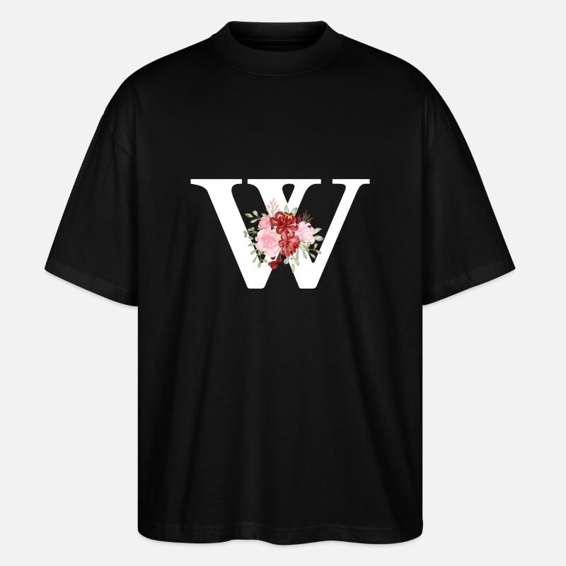 Buchstabe w floral rot - Stanley/Stella Oversized Unisex Bio T-Shirt Blaster 2.0 - Schwarz