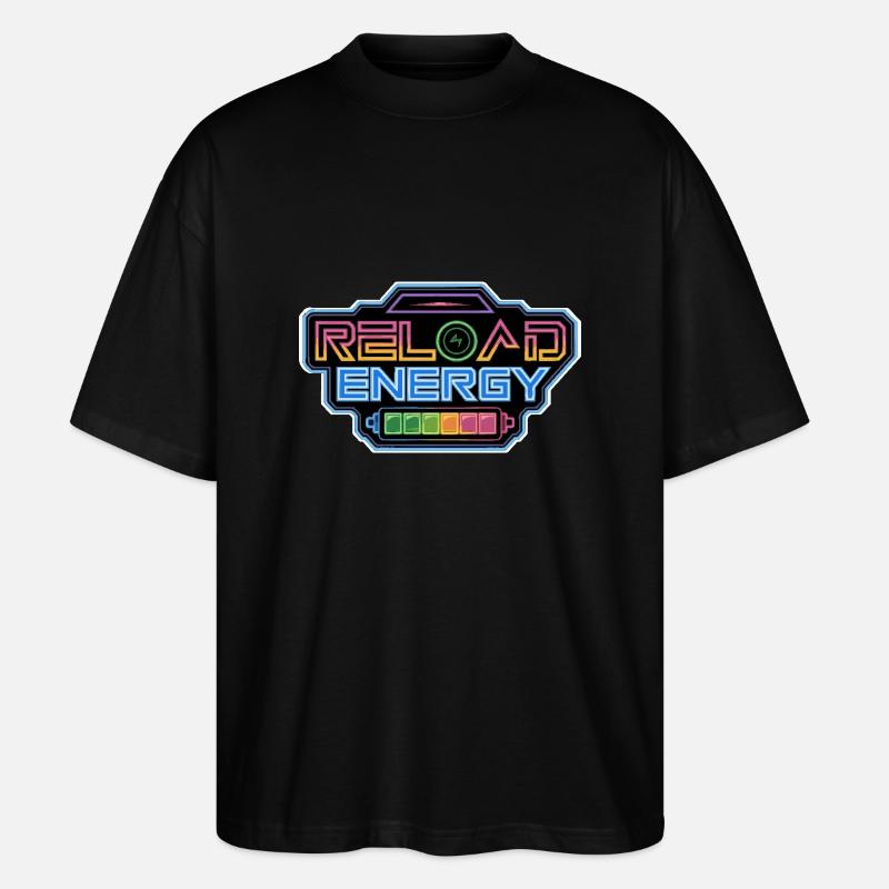 RECHARGER L’ÉNERGIE - T-shirt bio Blaster 2.0 coupe oversize Stanley/Stella Unisexe - noir