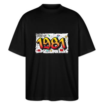 Best of 1981 Graffiti – 44 Years of Rebel Style - Stanley/Stella Oversized Unisex Organic T-shirt Blaster 2.0 - black - Front - Alina (178cm) & Michal (187cm)