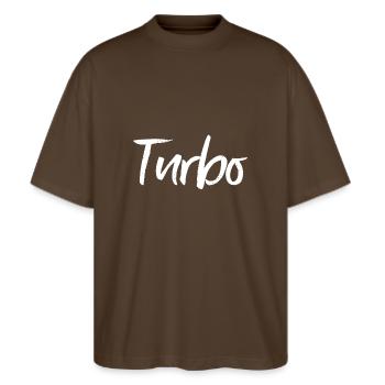 Turbo - T-shirt bio Blaster 2.0 coupe oversize Stanley/Stella Unisexe - marron foncé - Devant - Alina (178cm) & Michal (187cm)
