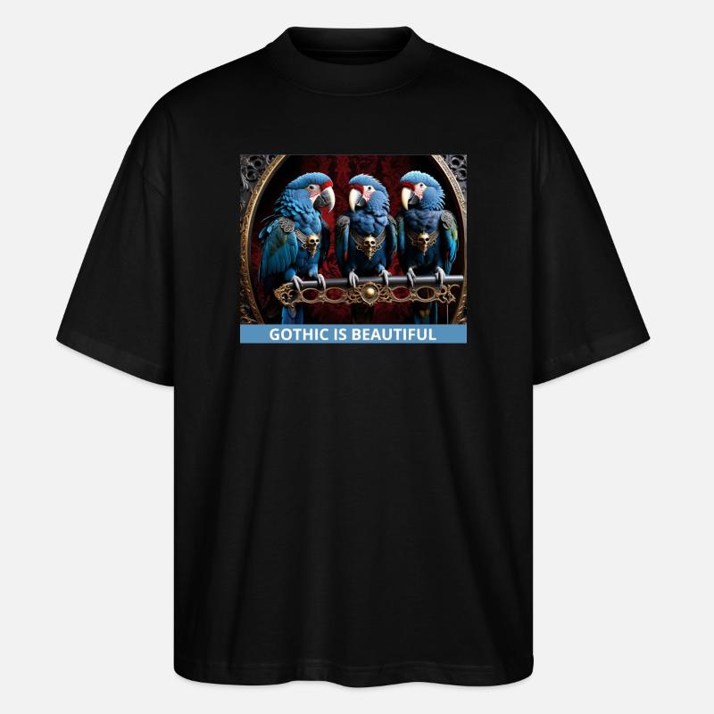 Gothic Blaue Papageien - Stanley/Stella Oversized Unisex Bio T-Shirt Blaster 2.0 - Schwarz