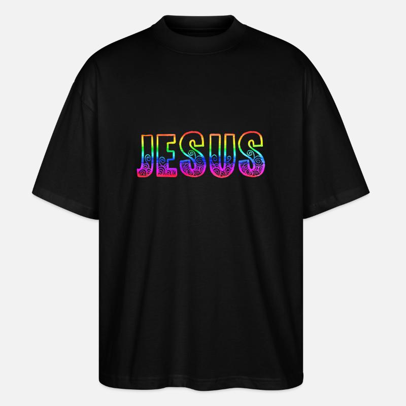 jesus rs regenbogen - Stanley/Stella Oversized Unisex Bio T-Shirt Blaster 2.0 - Schwarz