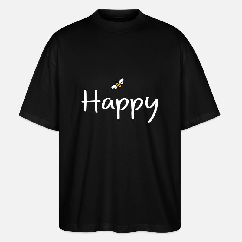 be Happy - Stanley/Stella Oversized Unisex Bio T-Shirt Blaster 2.0 - Schwarz