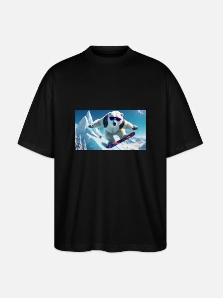 Flying Polar Bear - Stanley/Stella Oversized Unisex Organic T-shirt Blaster 2.0 - black
