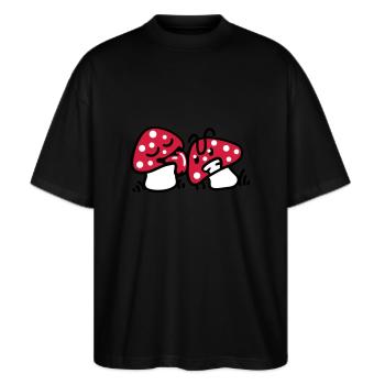 Drugs mushrooms - Stanley/Stella Oversized Unisex Organic T-shirt Blaster 2.0 - black - Front - Alina (178cm) & Michal (187cm)
