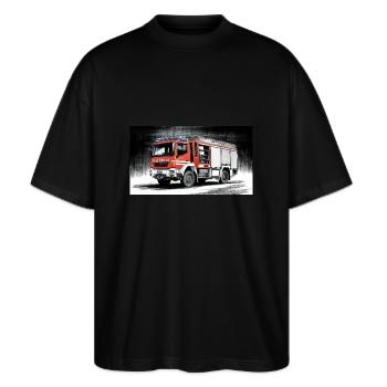 Camion de pompiers - T-shirt bio Blaster 2.0 coupe oversize Stanley/Stella Unisexe - noir - Devant - Alina (178cm) & Michal (187cm)