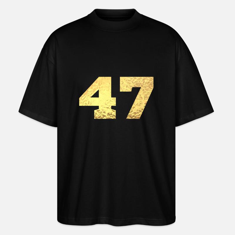 Numéro 47 paillettes doré - 47e anniversaire - T-shirt bio Blaster 2.0 coupe oversize Stanley/Stella Unisexe - noir