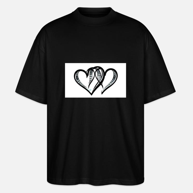 Ein doppeltes Herz - Stanley/Stella Oversized Unisex Bio T-Shirt Blaster 2.0 - Schwarz