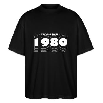 Le meilleur de 1980 - 45ème anniversaire Vintage 1980 Hommes - T-shirt bio Blaster 2.0 coupe oversize Stanley/Stella Unisexe - noir - Devant - Alina (178cm) & Michal (187cm)