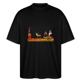 Cerf dans la forêt - T-shirt bio Blaster 2.0 coupe oversize Stanley/Stella Unisexe - noir - Devant - Alina (178cm) & Michal (187cm)