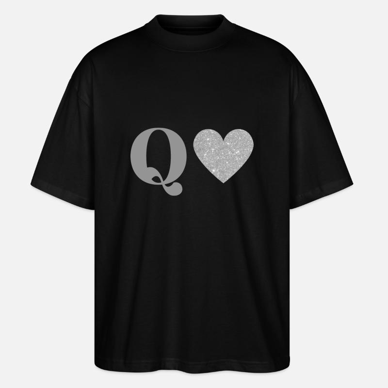 Silbernes Herz Q Buchstabe - Stanley/Stella Oversized Unisex Bio T-Shirt Blaster 2.0 - Schwarz