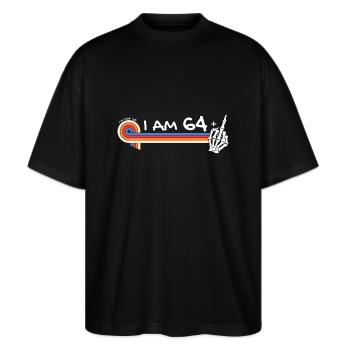 J'ai 64 ans et plus, doigt d'honneur - 65e anniversaire - T-shirt bio Blaster 2.0 coupe oversize Stanley/Stella Unisexe - noir - Devant - Alina (178cm) & Michal (187cm)