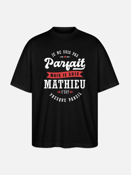 Mathieu Parfait Cadeau prenom mathieu - T-shirt bio Blaster 2.0 coupe oversize Stanley/Stella Unisexe - noir