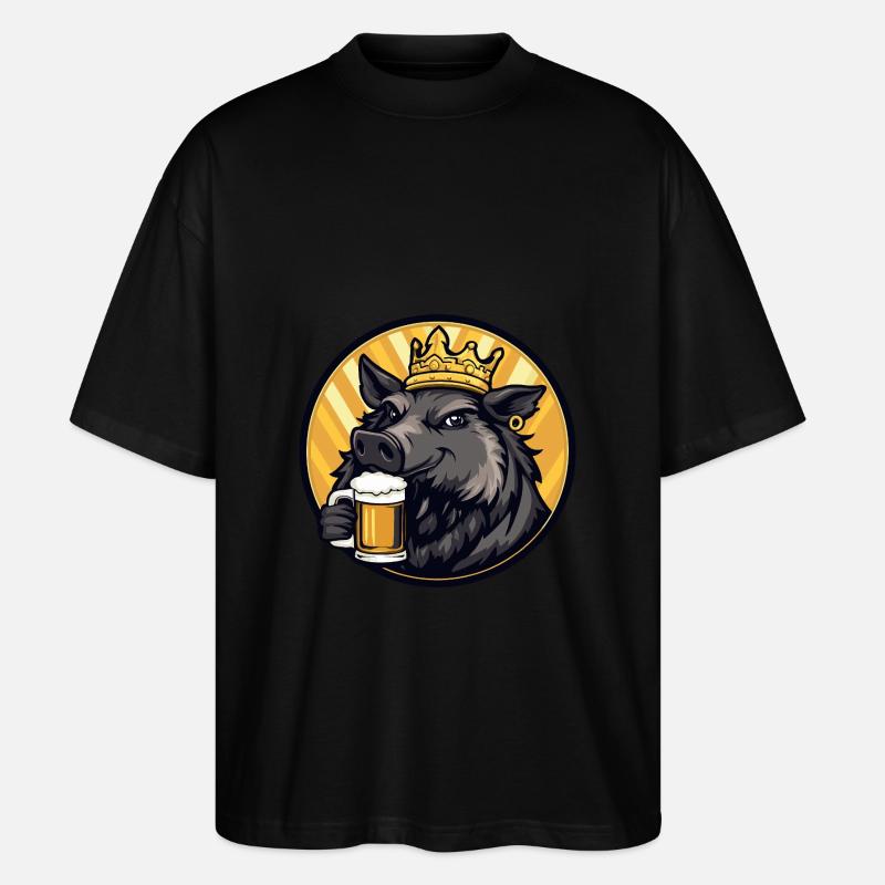Schwein Bier Wildschwein - Stanley/Stella Oversized Unisex Bio T-Shirt Blaster 2.0 - Schwarz