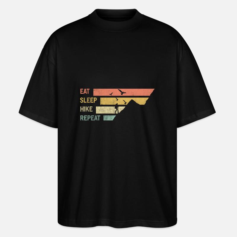 manger dormir randonnée répéter - T-shirt bio Blaster 2.0 coupe oversize Stanley/Stella Unisexe - noir