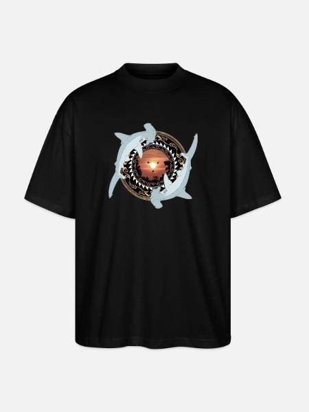 Hammerhead Shark Hawaiian - Stanley/Stella Oversized Unisex Organic T-shirt Blaster 2.0 - black