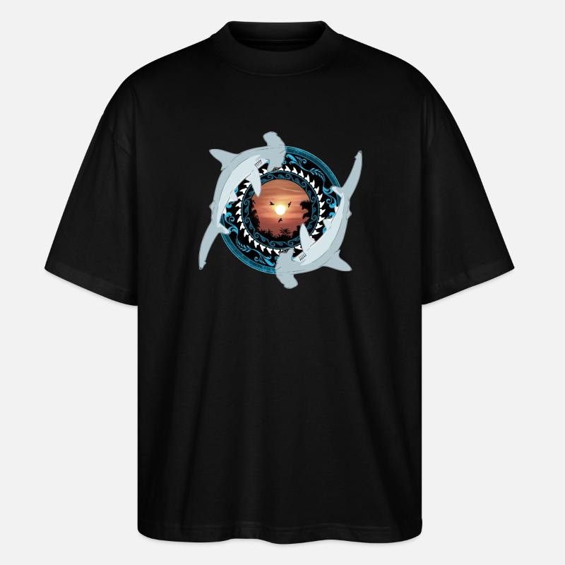 Hammerhai Hawaiianisch - Stanley/Stella Oversized Unisex Bio T-Shirt Blaster 2.0 - Schwarz