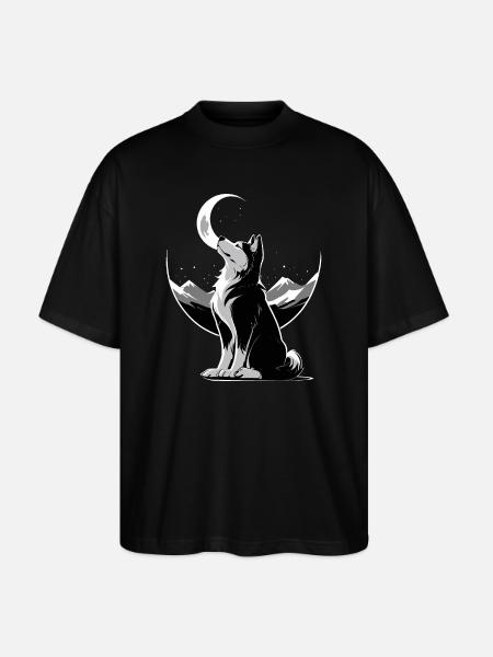 Wolf in the moonlight - Stanley/Stella Oversized Unisex Organic T-shirt Blaster 2.0 - black