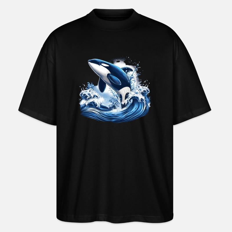 Blauer Orca - Stanley/Stella Oversized Unisex Bio T-Shirt Blaster 2.0 - Schwarz