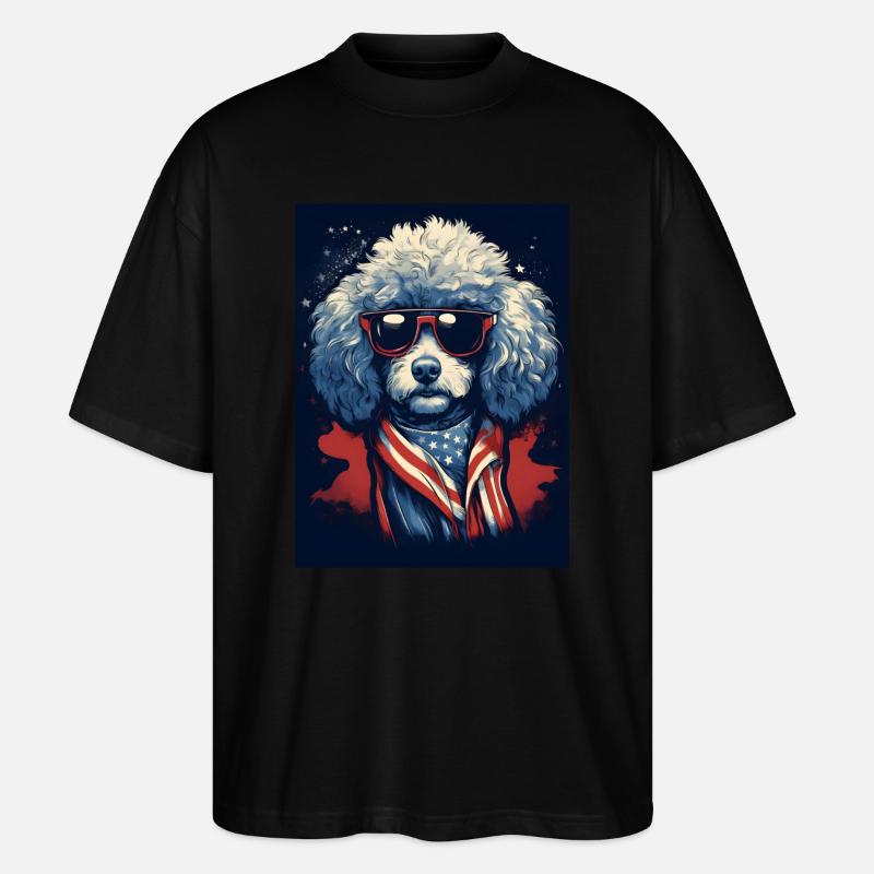 Cool Poodle with Sunglasses - Stanley/Stella Oversized Unisex Organic T-shirt Blaster 2.0 - black