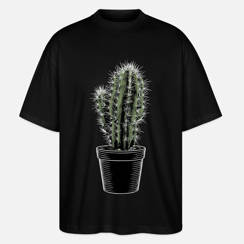 Cactus dans un pot noir - T-shirt bio Blaster 2.0 coupe oversize Stanley/Stella Unisexe - noir
