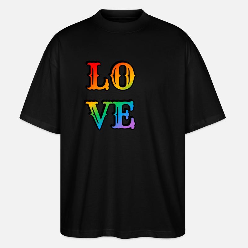 Retro Regenbogen Liebe - Stanley/Stella Oversized Unisex Bio T-Shirt Blaster 2.0 - Schwarz