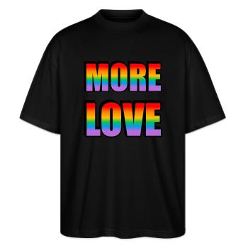 Mehr Liebe - Gay Pride Regenbogen - Stanley/Stella Oversized Unisex Bio T-Shirt Blaster 2.0 - Schwarz - Vorne - Alina (178cm) & Michal (187cm)