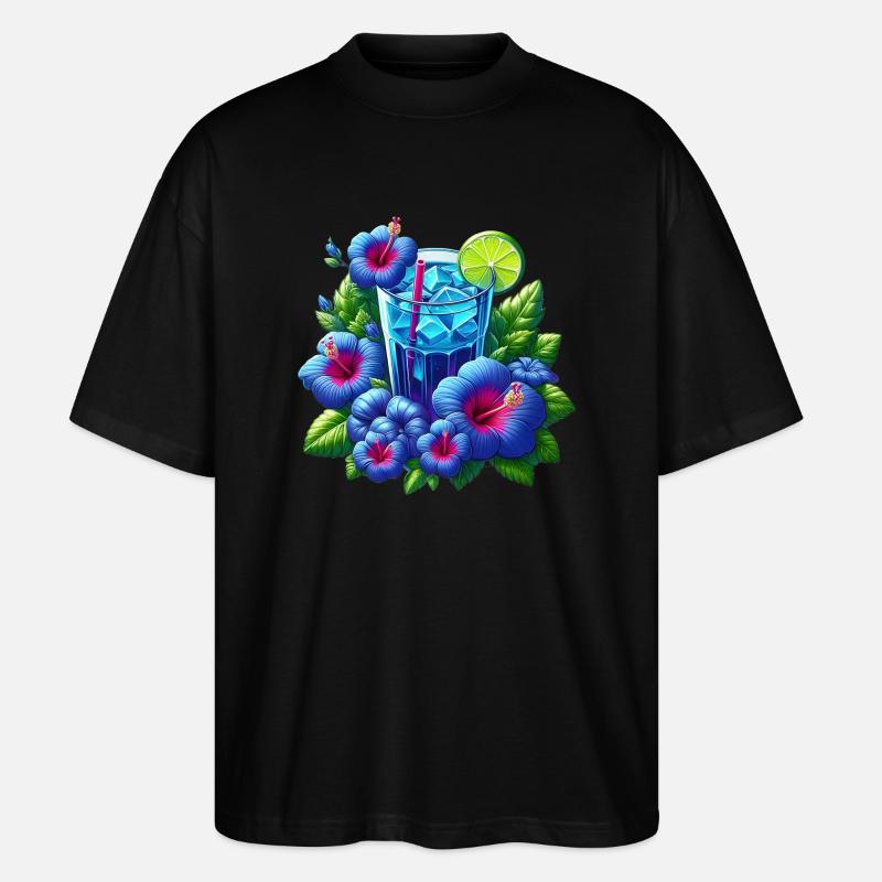 Blauer Hibiskustee - Stanley/Stella Oversized Unisex Bio T-Shirt Blaster 2.0 - Schwarz