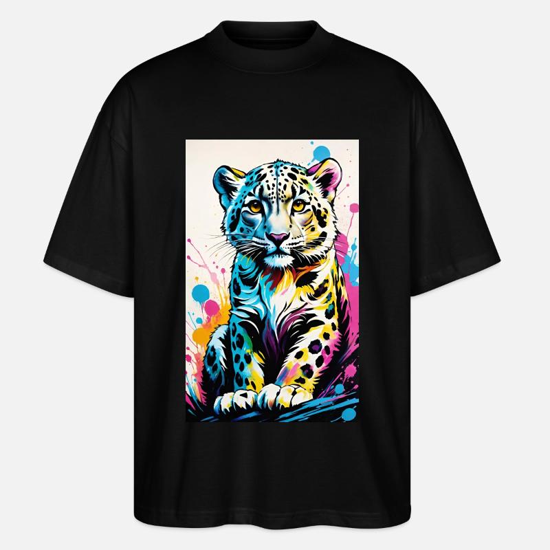 Schneeleopard | Leopard | Raubtier - Stanley/Stella Oversized Unisex Bio T-Shirt Blaster 2.0 - Schwarz