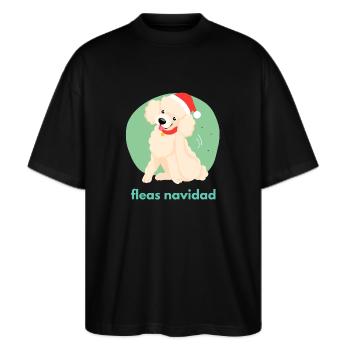 Fleas navidad - Stanley/Stella Oversized Unisex Bio T-Shirt Blaster 2.0 - Schwarz - Vorne - Alina (178cm) & Michal (187cm)