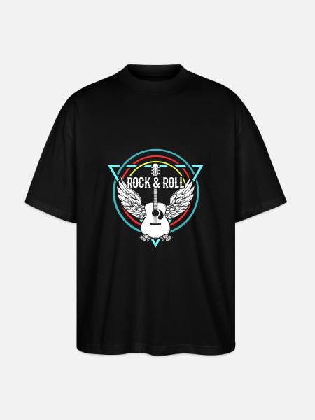 Rock n Roll Rock Roll Rock n Roll guitar guitarist - Stanley/Stella Oversized Unisex Organic T-shirt Blaster 2.0 - black