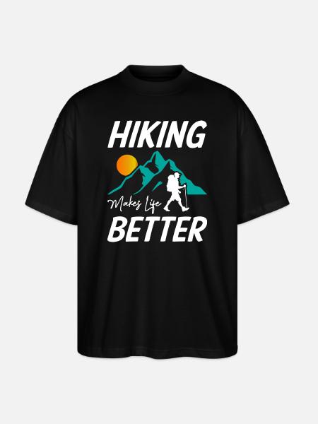 Hiking Makes Life Better - Stanley/Stella Oversized Unisex Organic T-shirt Blaster 2.0 - black