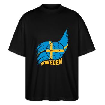 Flag Ball Suède Logo de fan de football suédois - T-shirt bio Blaster 2.0 coupe oversize Stanley/Stella Unisexe - noir - Devant - Alina (178cm) & Michal (187cm)