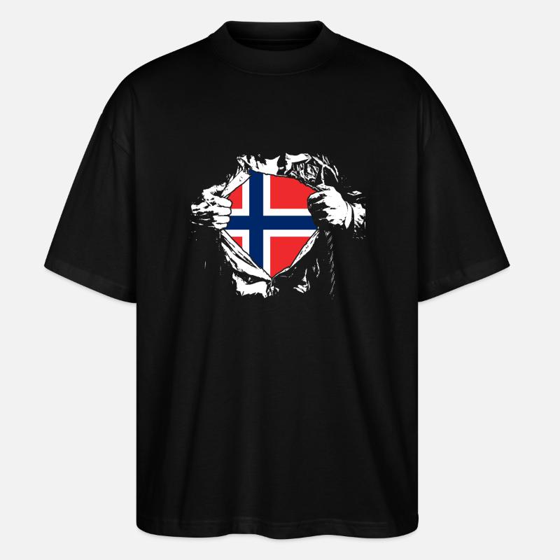 Ich liebe Norwegen - Superheld - Stanley/Stella Oversized Unisex Bio T-Shirt Blaster 2.0 - Schwarz