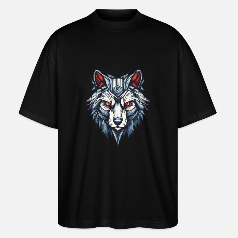 Wolf Porträt - Stanley/Stella Oversized Unisex Bio T-Shirt Blaster 2.0 - Schwarz