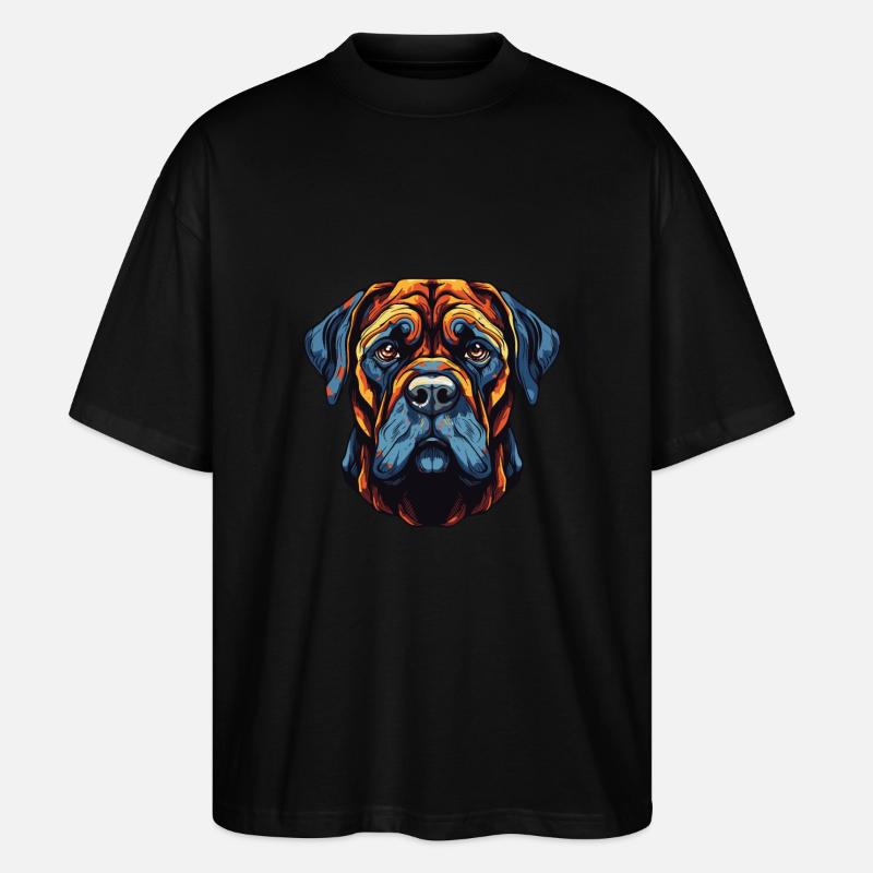 Portrait de chien Mastiff - T-shirt bio Blaster 2.0 coupe oversize Stanley/Stella Unisexe - noir