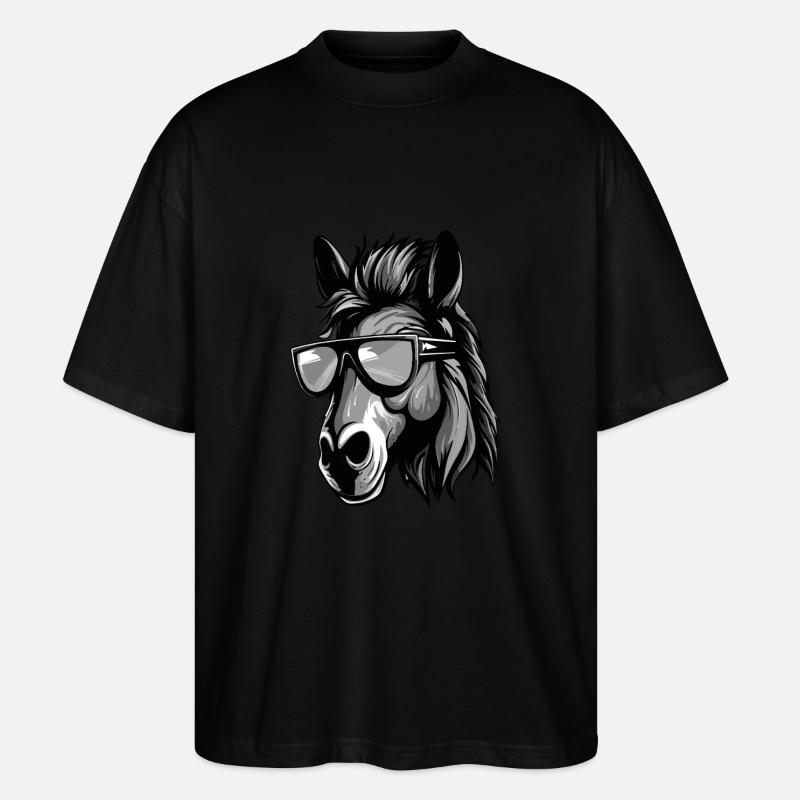 Pferd Kopf Porträt Cool - Stanley/Stella Oversized Unisex Bio T-Shirt Blaster 2.0 - Schwarz