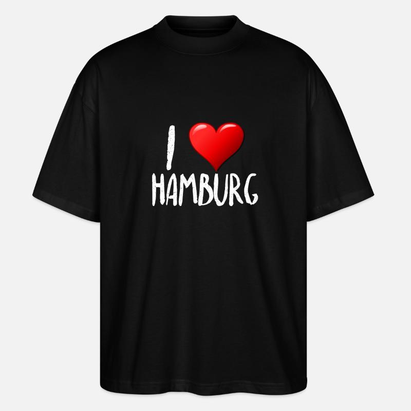 I Love Hamburg - Stanley/Stella Oversized Unisex Bio T-Shirt Blaster 2.0 - Schwarz