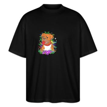 Boxer Hund - Stanley/Stella Oversized Unisex Bio T-Shirt Blaster 2.0 - Schwarz - Vorne - Alina (178cm) & Michal (187cm)