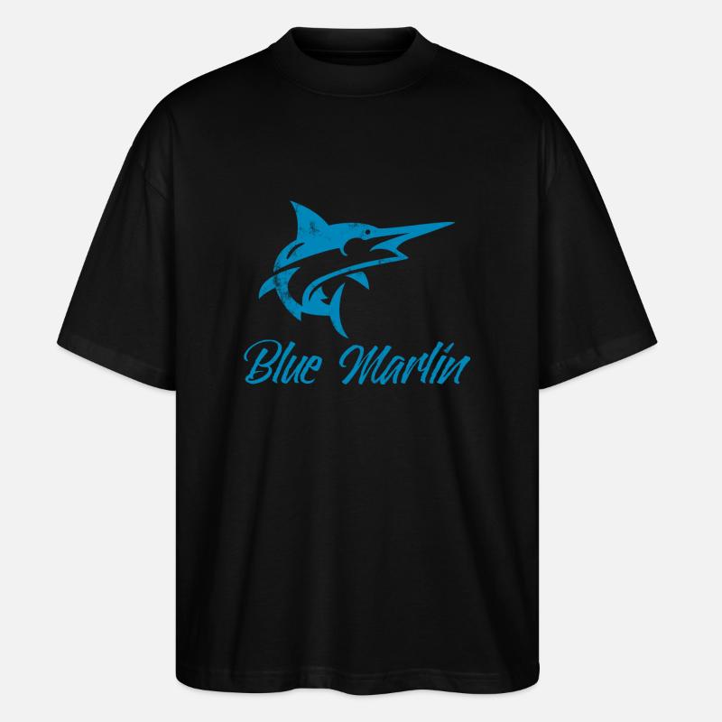 Pêcheurs - Pêche - Blue Marlin - Cadeau - T-shirt bio Blaster 2.0 coupe oversize Stanley/Stella Unisexe - noir