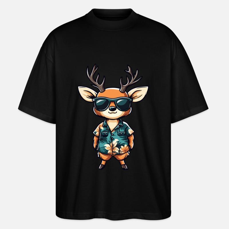 Cerf Bande dessinée Drôle d’été - T-shirt bio Blaster 2.0 coupe oversize Stanley/Stella Unisexe - noir