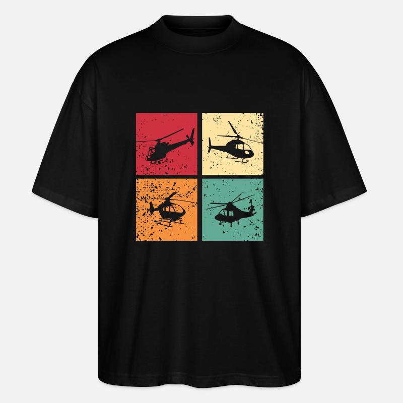 Helikopter Hubschrauber Geschenk Retro - Stanley/Stella Oversized Unisex Bio T-Shirt Blaster 2.0 - Schwarz