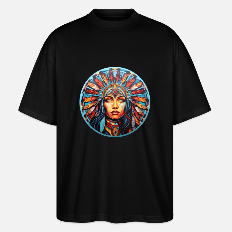 Native American Squaw - Stanley/Stella Oversized Unisex Bio T-Shirt Blaster 2.0 - Schwarz