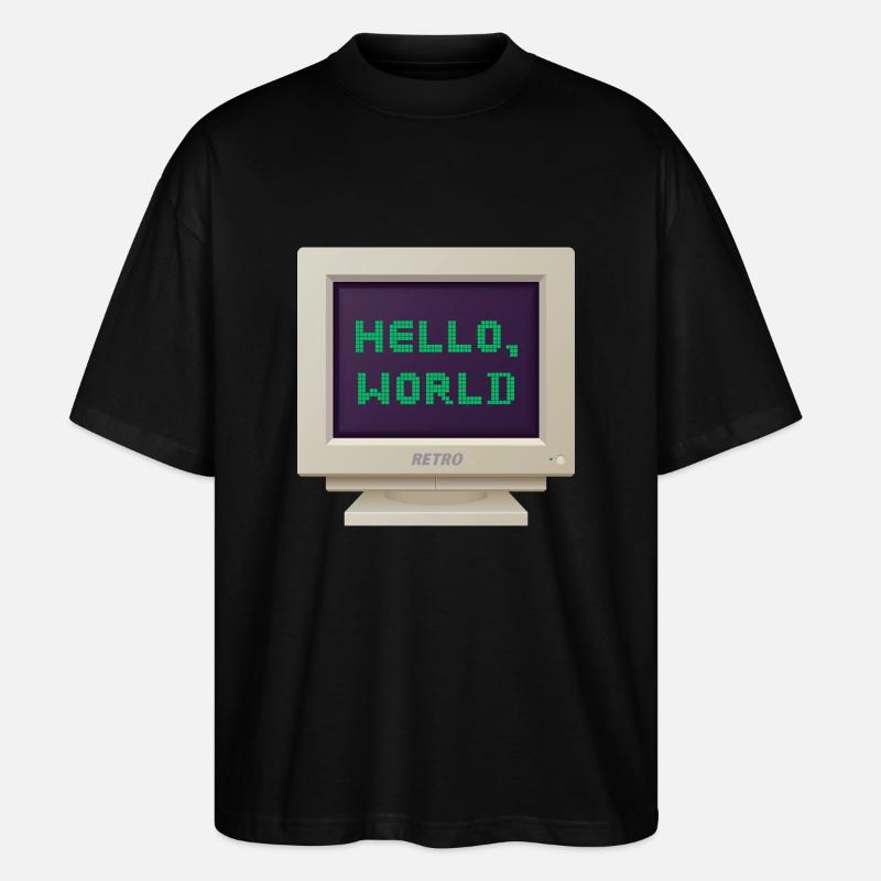 CRT-Design - Hallo Welt - Stanley/Stella Oversized Unisex Bio T-Shirt Blaster 2.0 - Schwarz