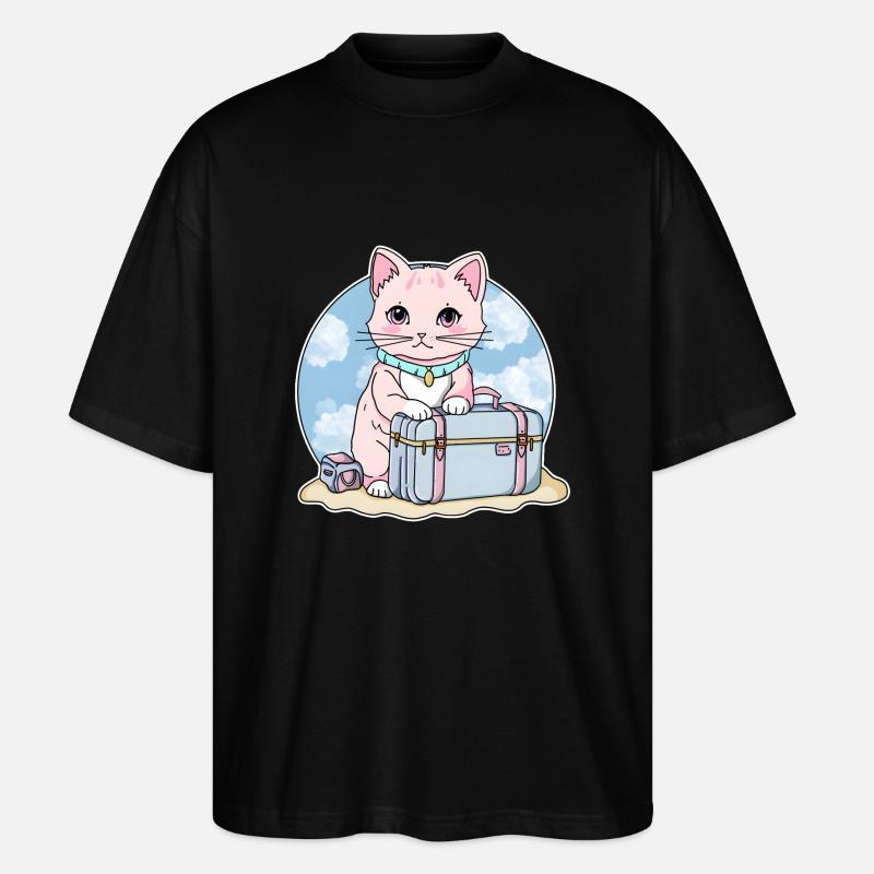 Kitty sur la route - T-shirt bio Blaster 2.0 coupe oversize Stanley/Stella Unisexe - noir