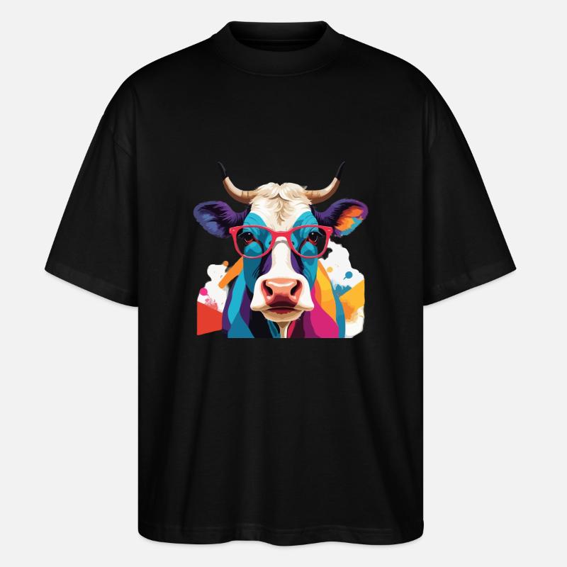 Cow Cool mit Brille Cool - Stanley/Stella Oversized Unisex Bio T-Shirt Blaster 2.0 - Schwarz