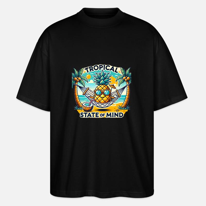 Entspannte Ananas am Meer - Stanley/Stella Oversized Unisex Bio T-Shirt Blaster 2.0 - Schwarz