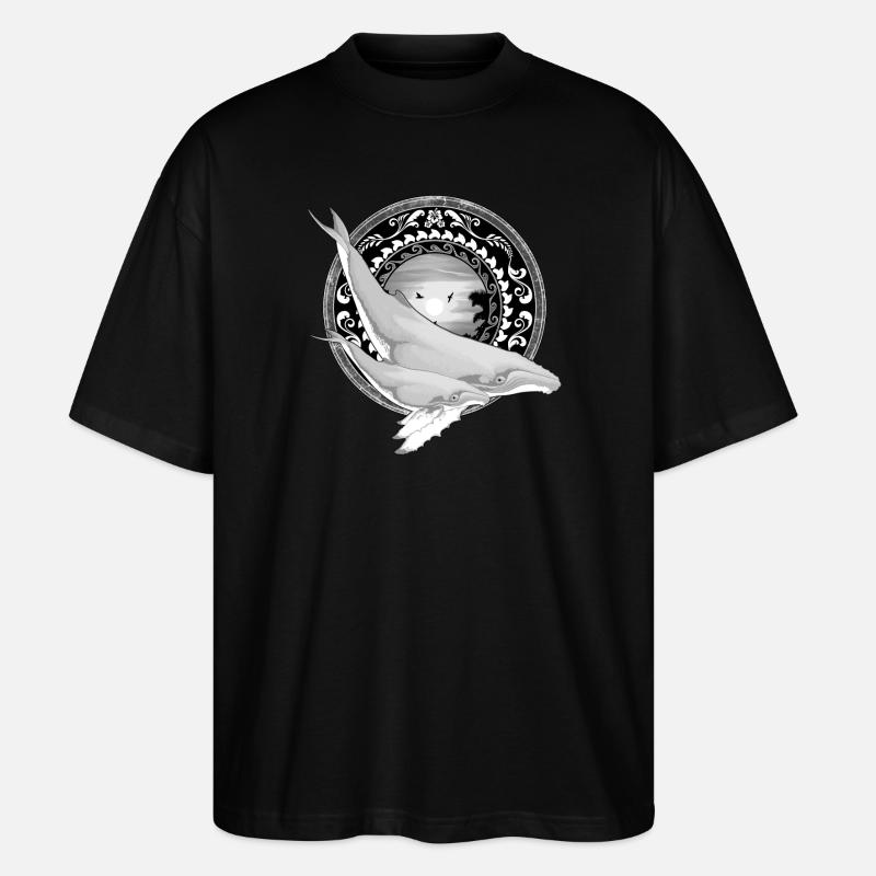 Buckelwal Hawaiianisch - Stanley/Stella Oversized Unisex Bio T-Shirt Blaster 2.0 - Schwarz