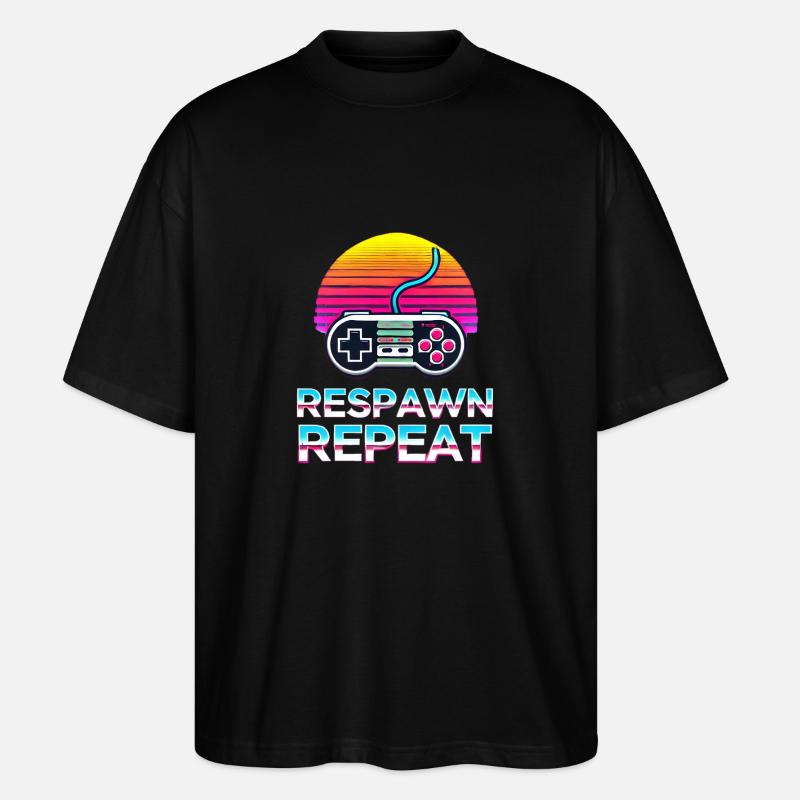 Réapparaître. Répéter. 🎮🔄 - T-shirt bio Blaster 2.0 coupe oversize Stanley/Stella Unisexe - noir